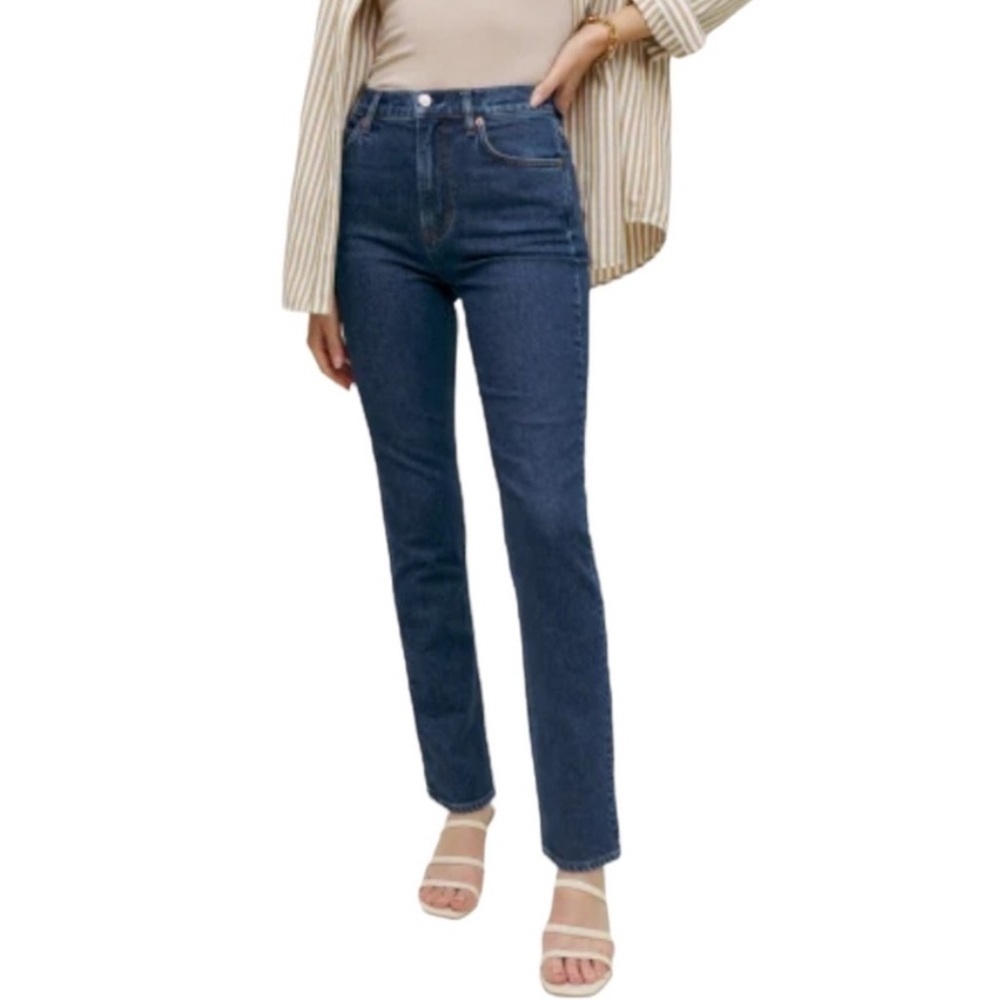 Reformation Liza Ultra High Rise Straight Jeans Newport Wash Size 25